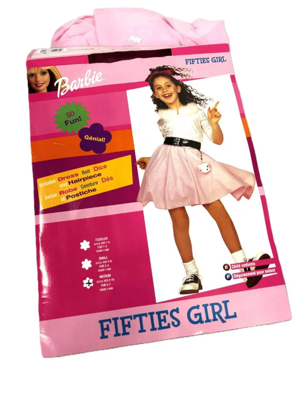Rubie’s Barbie 50”s Girl Pink Dress Child Costume Sz 8-10 NWT NOS